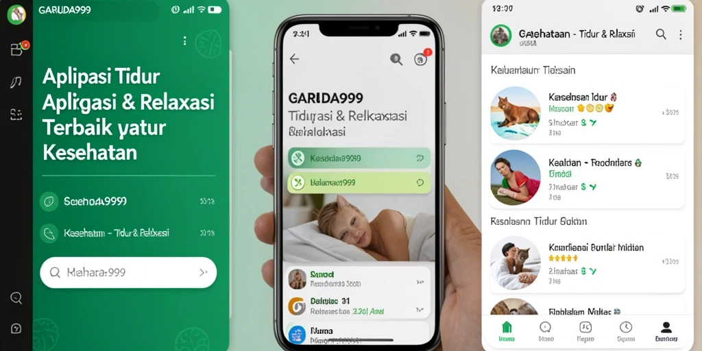 Antarmuka aplikasi GARUDA999 untuk tidur dan relaksasi.