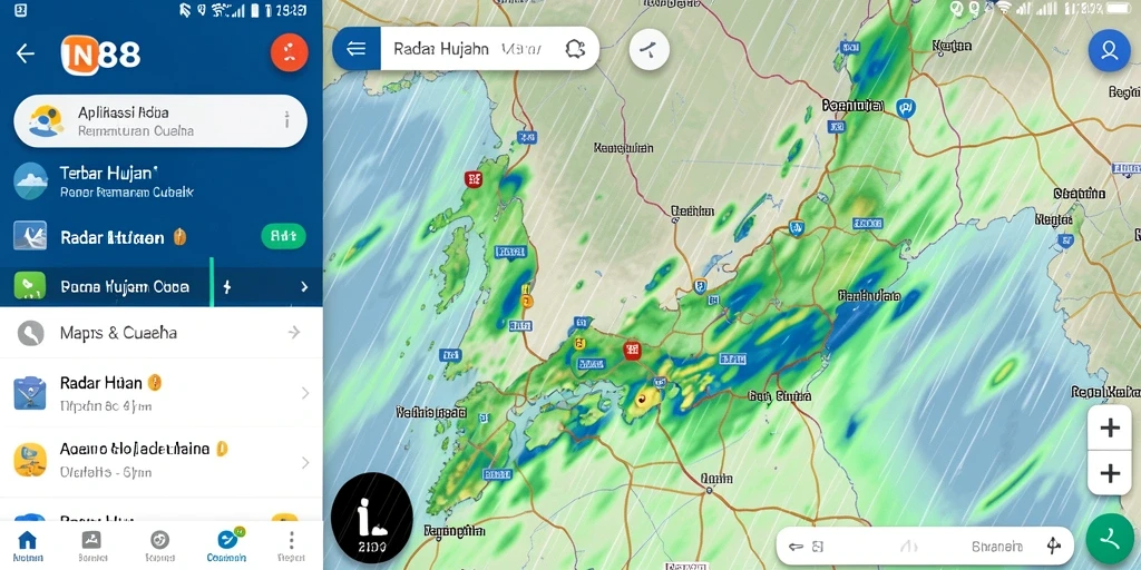 Antarmuka aplikasi IN88 menampilkan radar hujan secara real-time.