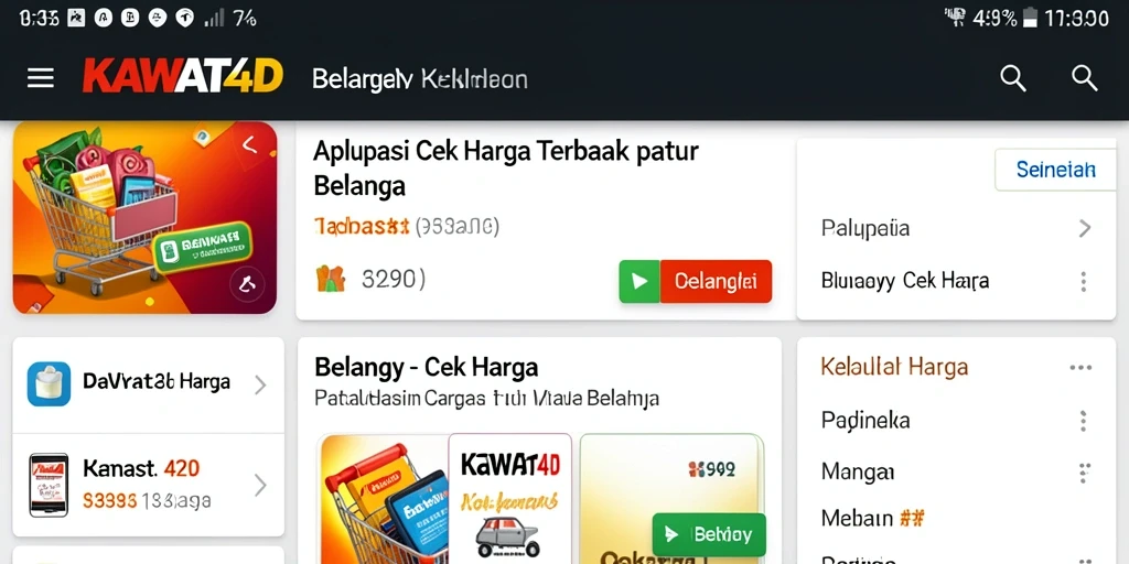 Antarmuka aplikasi KAWAT4D yang intuitif untuk Cek Harga.